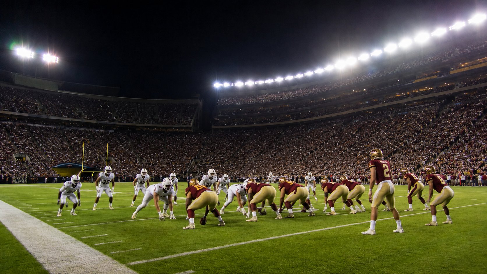Night game stadium packed crowd
